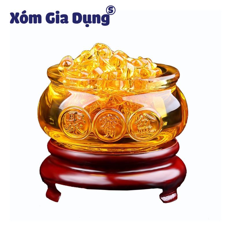 Bát Tụ Bảo 30 Thỏi Vàng - Bát Tụ Bảo Thỏi Vàng Kim Nguyên Bảo - Hũ Vàng Thần Tài Pha Lê  Cỡ Nhỏ 6cm  Tụ Bảo Bồn Lưu Ly Chiêu Lộc Tụ Tài - Vật Phẩm Phong Thủy Trang Trí Nhà Decor Phòng Decor 