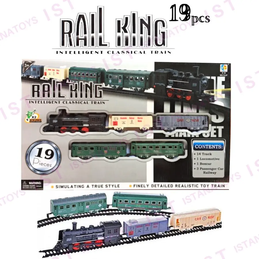 Kereta rail King 19 Pcs No.JS1705 kereta Api Anak Plastik Asli Control
