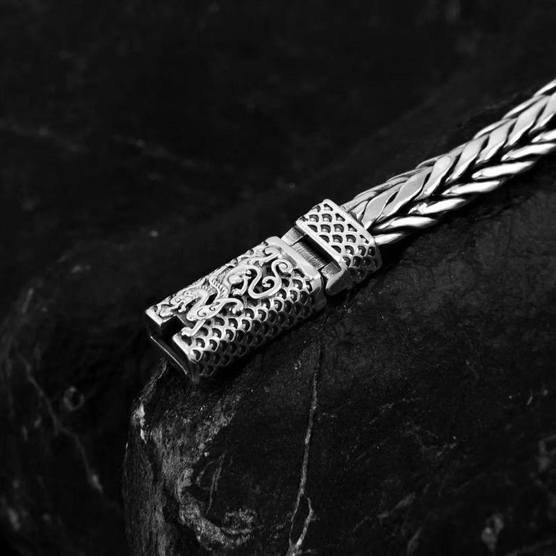 New  Chinese Style Dragon Pattern Bracelet Trendy Men's Dragon Bone Personalized Hand-woven Zodiac Dragon Chain Fashion Jewelry 4