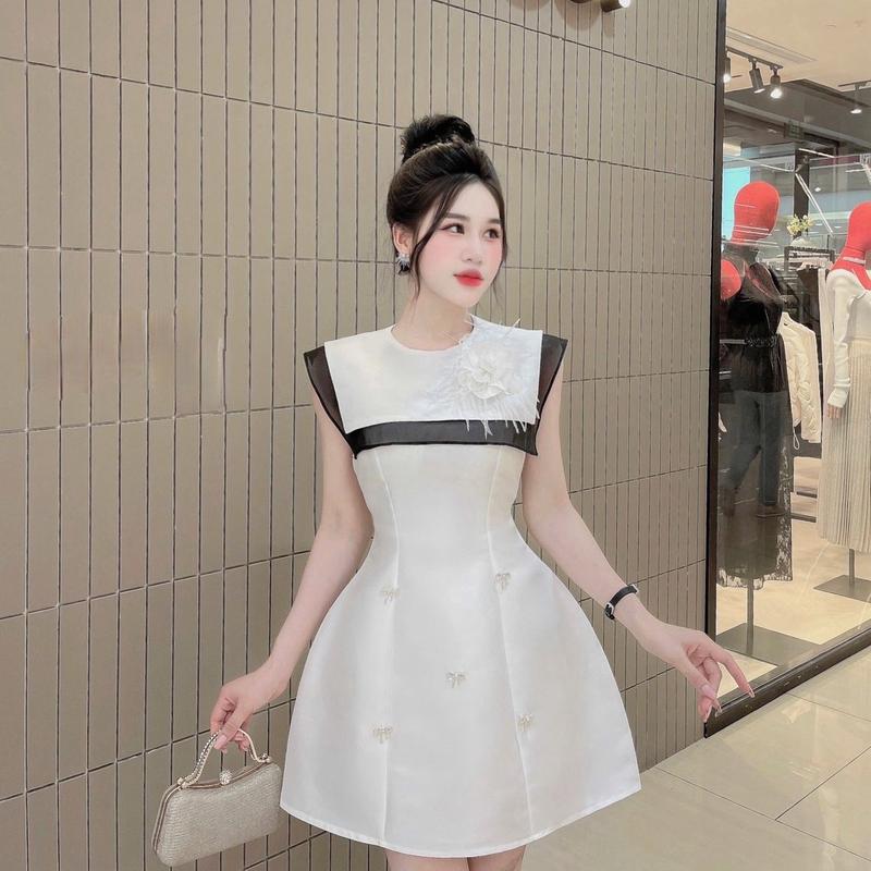 Đầm đi tiệc tafta phối nơ đá sang trọng nữ Pami Dress Trắng Women Nữ[ Kèm Ảnh Thật / CÓ HỒNG] Kem Nhung 4