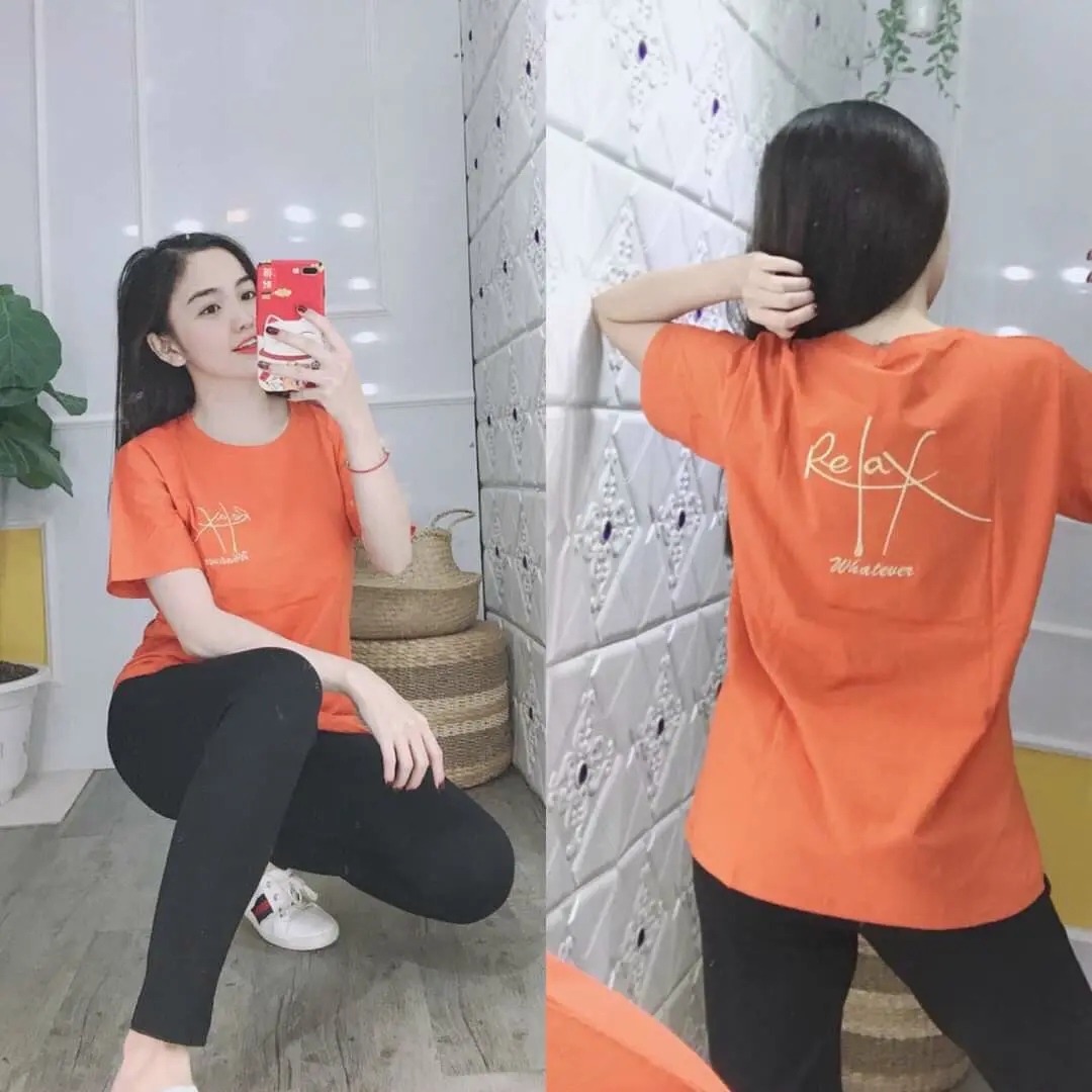 Đồ bộ nữ bộ đồ dài thêu chữ Relax