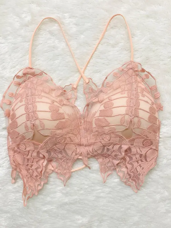 Bra Brukat Wanita Fashion Tanpa Kawat Motif Kupu-Kupu Bra Import Premium 1139 5
