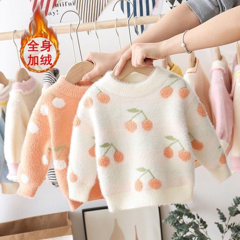 Product Introduction of Áo Len Trẻ Em Ấm Áp, Dành Cho Bé Gái, Cổ Tròn, Lót Lông Chồn, Dày Dặn, Thích Hợp Cho Mùa Thu Và Mùa Đông, Quần Áo Hàng Đầu Mới, 2024 3