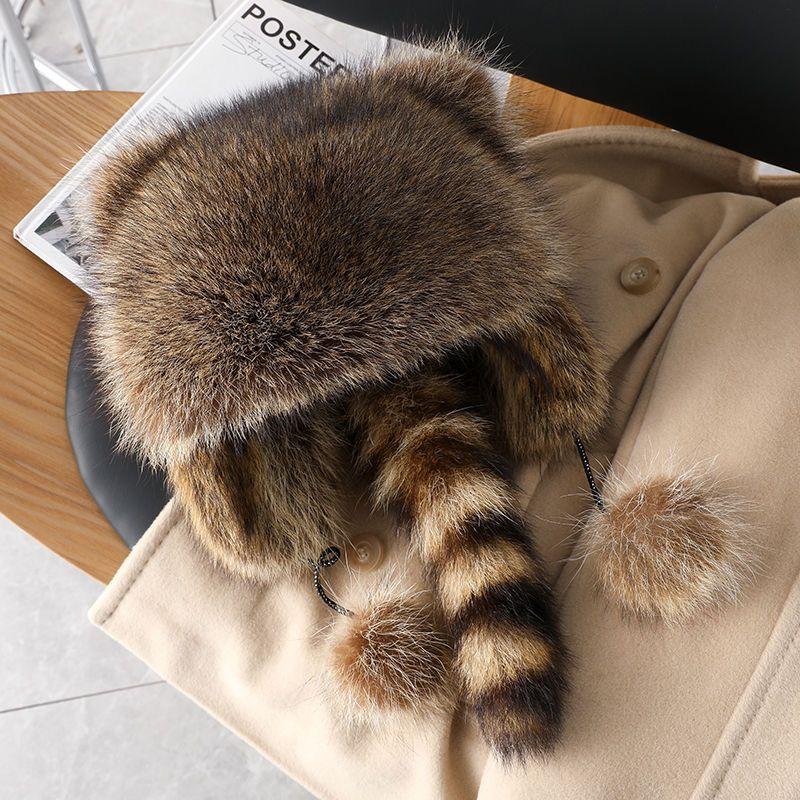 Mũ trùm tai, Coati, Mô phỏng gấu mèo, Vương triều Overlord Tail Mỹ, Lei Feng, Thích hợp cho trẻ em, Nam và Nữ, Ấm áp mùa đông dành cho cha mẹ và con cái, Mũ dành cho người lớn 4