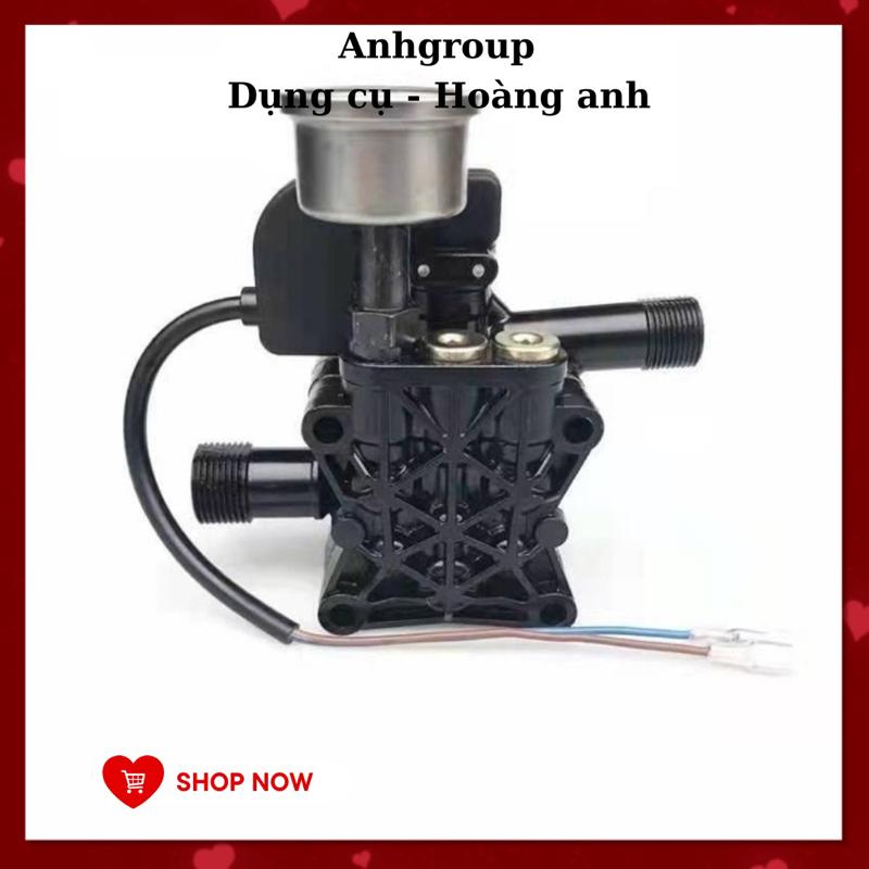 ￼Đầu máy bơm rửa xe mini kèm rơ le điện và đồng hồ đo áp lực