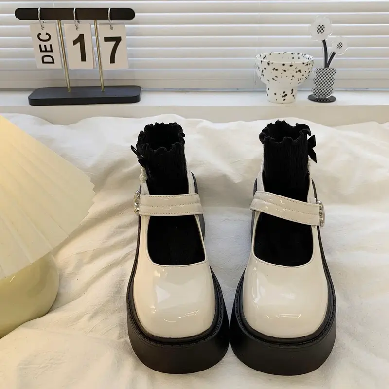 (From To Lui Size) Giầy BúP Bê Mary Jane Lolita đế cao 7cm Chất da bóng siêu êm (Hànhqc fullbox) cho Nữ - Shoes 3