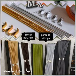 gorden kupu kupu paket + batang stik gorden Jendela Kain Katun Kain Katun