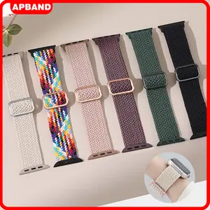 Nylon Elastic Braided Strap for Apple Watch Ultra 3/2/1 49mm Series 11 10 9 8 7 SE2 6 5 4 3 2 1 Adjustable Colorful Belt Bracelet Metal Buckle Band for iWatch 46mm 42mm 41mm 45mm 44mm 38mm 40mm Tali Jam Tangan Smartwatch Accessories
