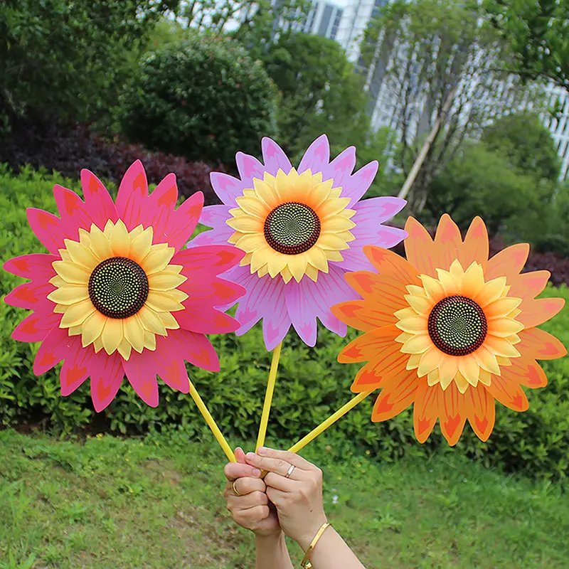 Colorful Sunflower Windmill Wind Turbine For Lawn Garden Party Decoration Outdoor Camping Picnic Garden Yard Decor