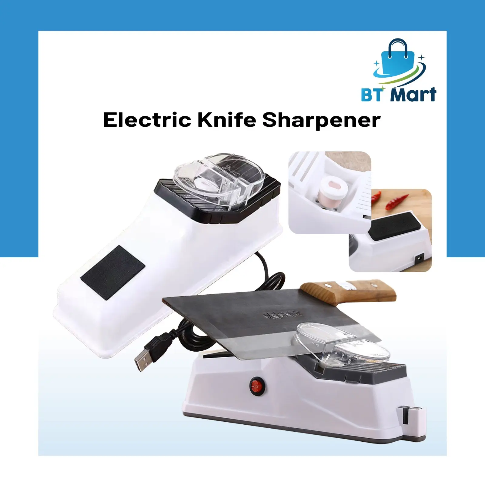 Household Kitchen Electric Knife Sharpener USB Automatic Blade Stone Scissors Grinding Machine Grinder Scissors Steel Kitchenware Stainless Steel