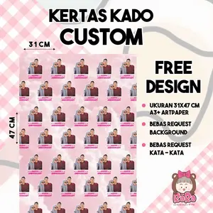 GRATIS DESIGN - KERTAS KADO CUSTOM TERMURAH PAKAI FOTO SENDIRI/BIAS FREE PACKING