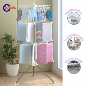 Rak jemuran baju lipat rak susun handuk rak kaus kaki rak portable