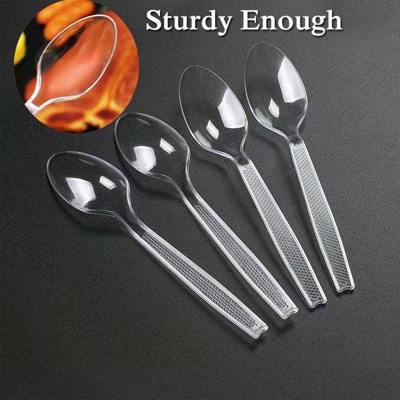 Plastic Spoon Transparent Disposable Party Tableware Takeaway Plastic ...