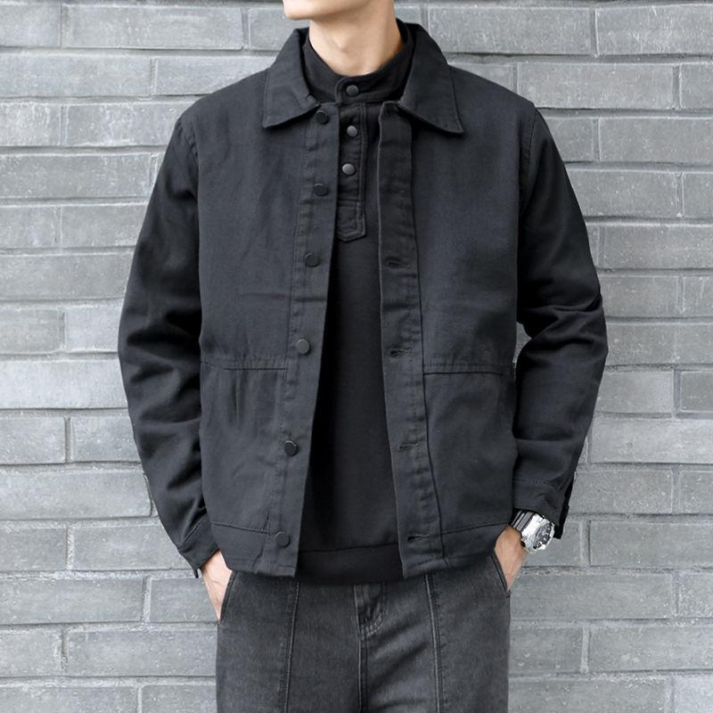 Product Introduction of Áo Khoác Denim, Shi, Thiết Kế Đơn Giản Và Rộng Rãi, Thích Hợp Cho Mùa Xuân Và Mùa Thu, Thương Hiệu Thời Trang Mới, Phong Cách Thường Ngày Cổ Polo, Áo Khoác Dụng Cụ Menswear Nam Jacket Có Túi 3