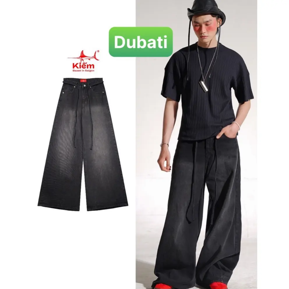 QUẦN JEANS NAM NỮ UNISEX WIDE LEG JEANS DÀI ỐNG SIÊU RỘNG MAÙ ĐEN PHONG CÁCH HOT TREND - DUBATI FASHION