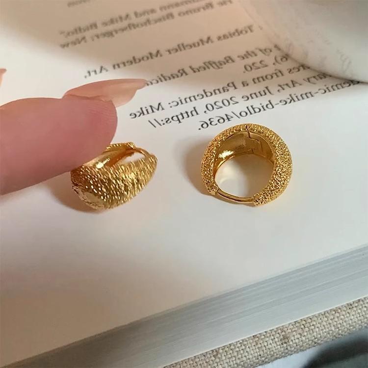 Metal Minimalist Matte Hoop Earrings New High-end Stud Earrings Unique Temperament Ear Jewelry for Women 5