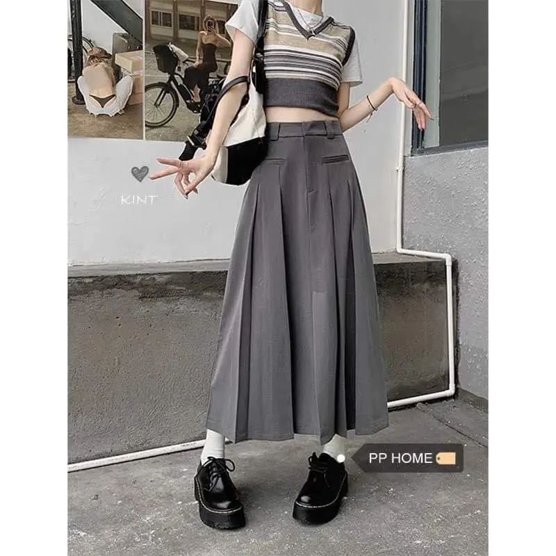 Chân váy công sở dáng dài ms 515 Nữ Đen Nữ Women