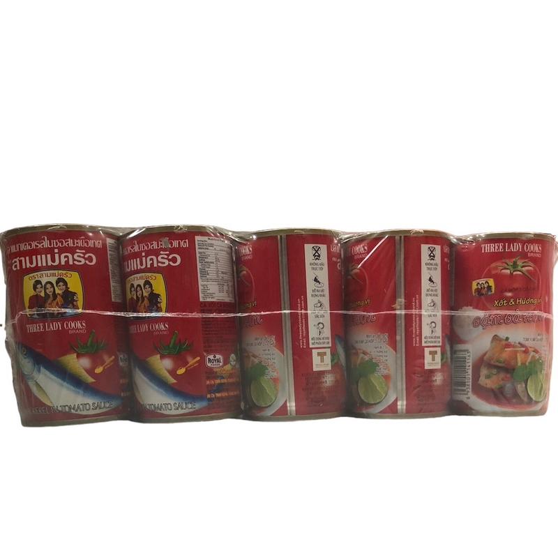 Lốc Cá Mòi 3 Cô Gái 10 Hộp / 155g ( HSD : 2027 ) khui muỗng Food không có mam  tom mì  indomie Ăn Vặt Cay