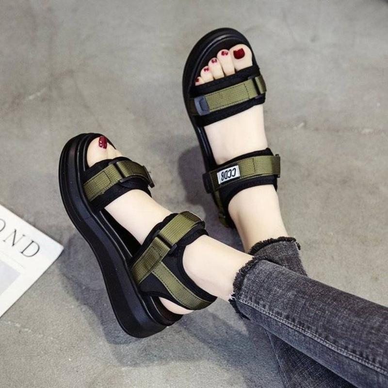 Mengfu-Xăng Đan Thể Thao Nguyên Chất Cho Nữ, Giày Mùa Hè 23 Mới, Đa Năng, Nền Tảng Nổi Tiếng Trên Internet, Nêm Học Sinh, Có Thể Mang Bên Ngoài, Giày Đi Biển Đế Bằng 8