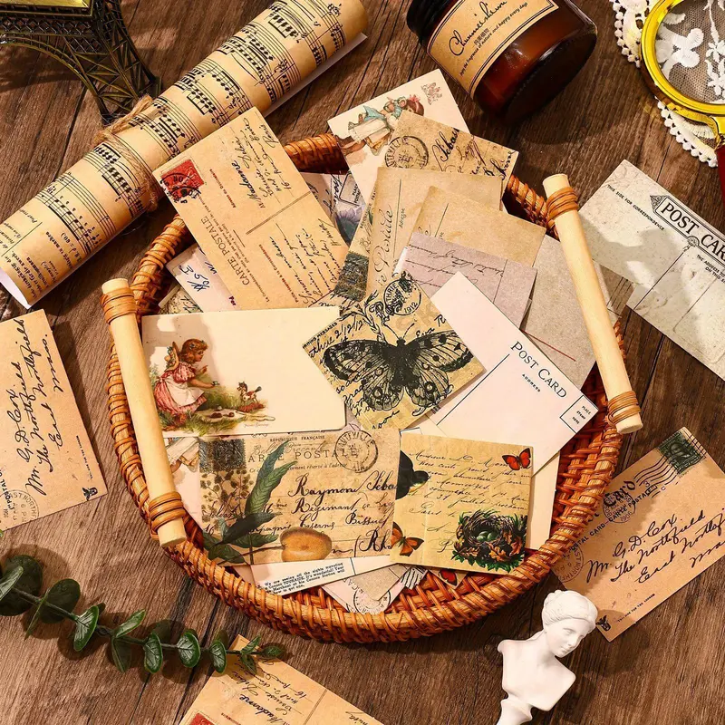 Vintage Flower & Plant Pattern Material Paper, 360pcs/set Scrapbooking & Journal Making Paper, Decorative Paper for Scrapbooking & Journal Making 3