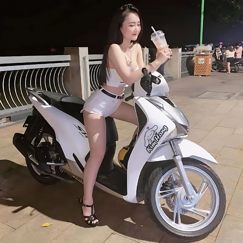 Tem dán xe in theo yêu cầu, tem tên theo yêu cầu, hình dán xe đạp điện, tem dán xe in theo yêu cầu Cinnamaroll 5