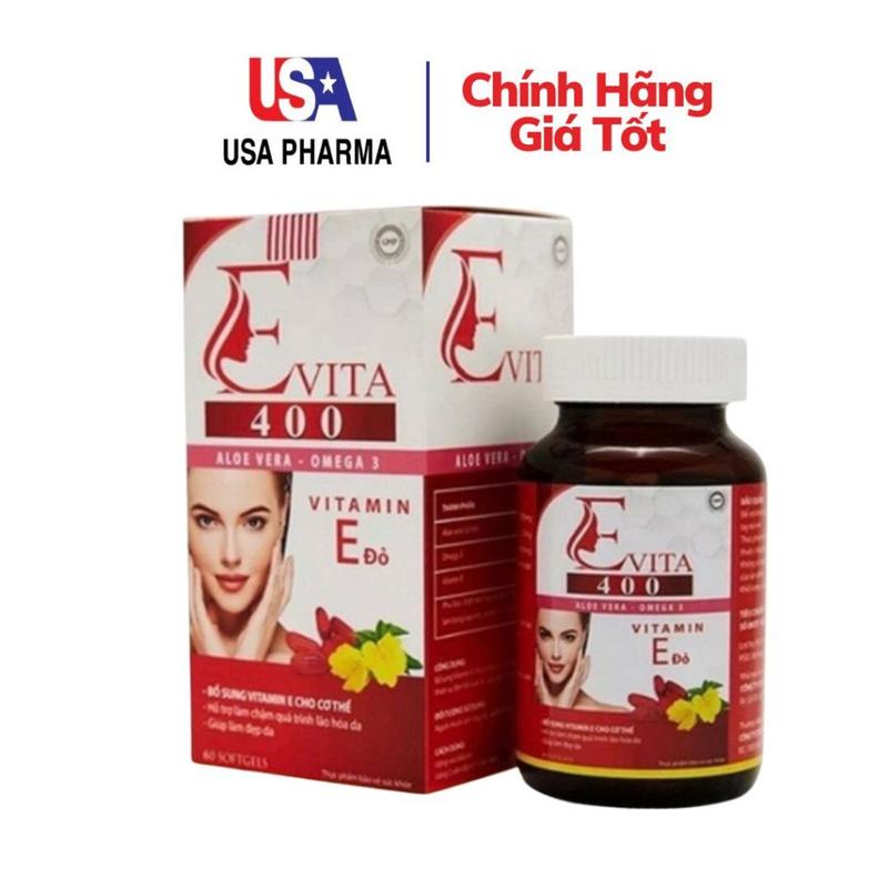 EVITA 400 E ĐỎ - Bổ Sung Vitamin E Đỏ, Làm Sáng Da Đẹp Da, Chống Lão Hóa Da - Lọ 60 Viên