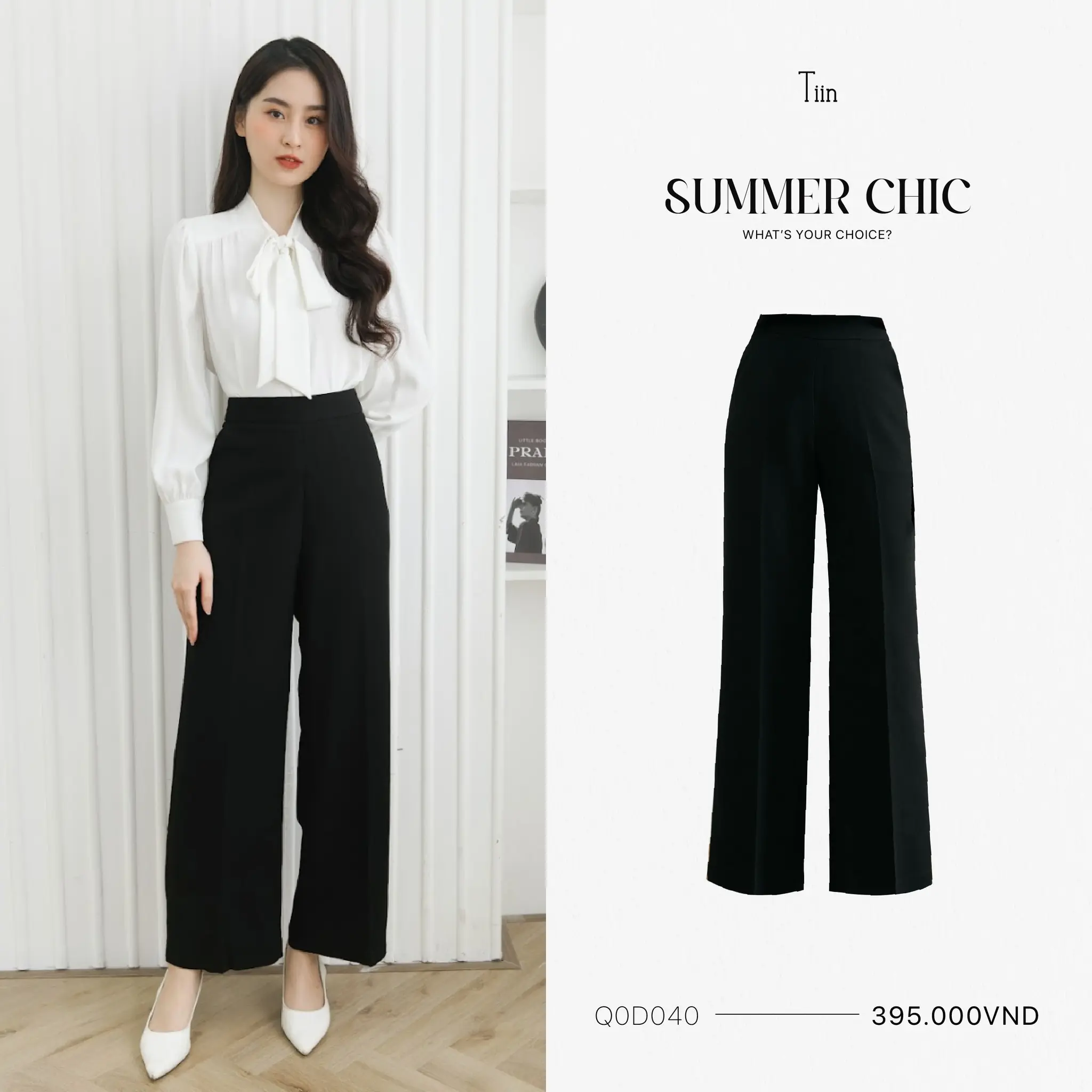 Quần culottes dáng dài cạp khóa chìm TIIN STORE Q0D040