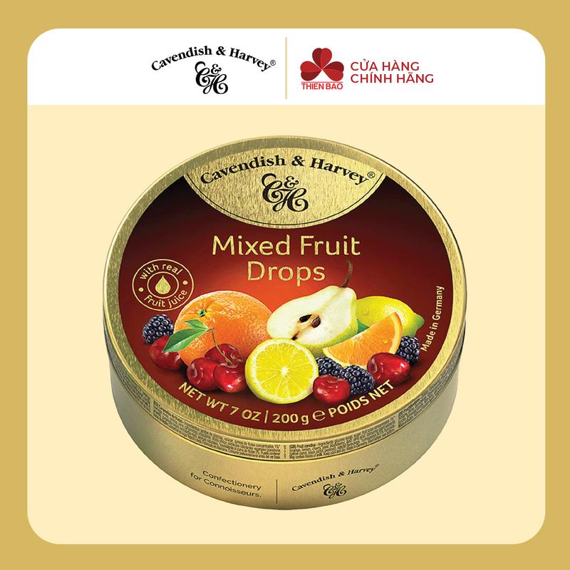 Kẹo trái cây Đức Cavendish & Harvey All Mixed Fruit (nhiều vị) - hộp thiếc 200g