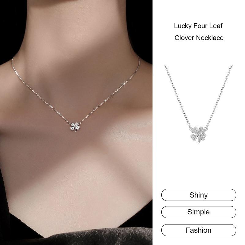 Dây chuyền cỏ bốn lá may mắn cho nữ, thiết kế đơn giản, đeo ở xương đòn, dây chuyền cổ