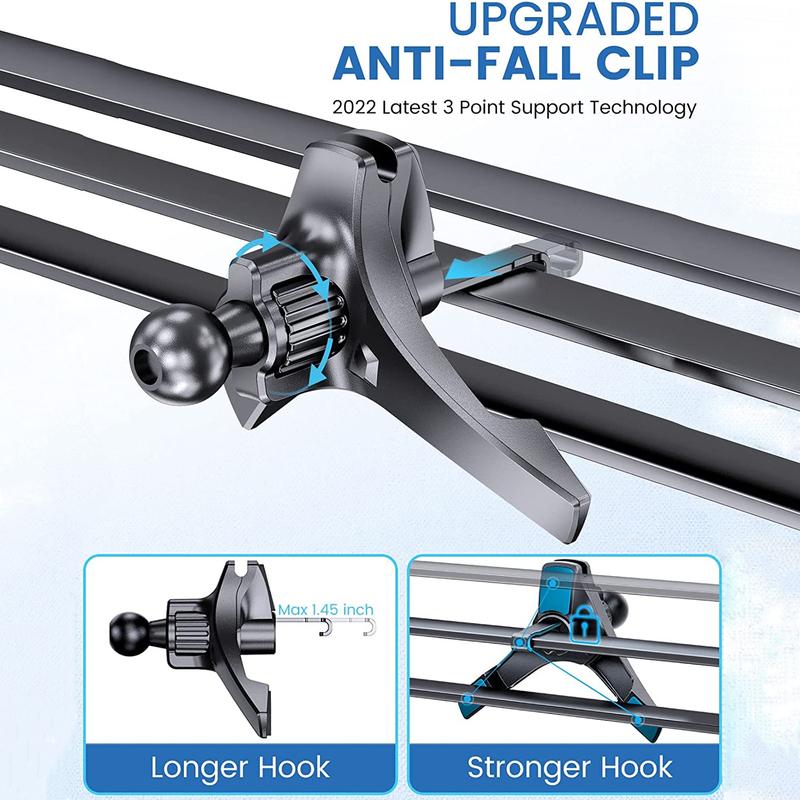 Product Introduction of Car Air Vent Clip Cell Phone Holder Universal 17mm Ball Head Car Air Outlet Hook Clamp Accessories For Magnet Car Phone Bracket Smartphone Cellphones Mount Stand 2