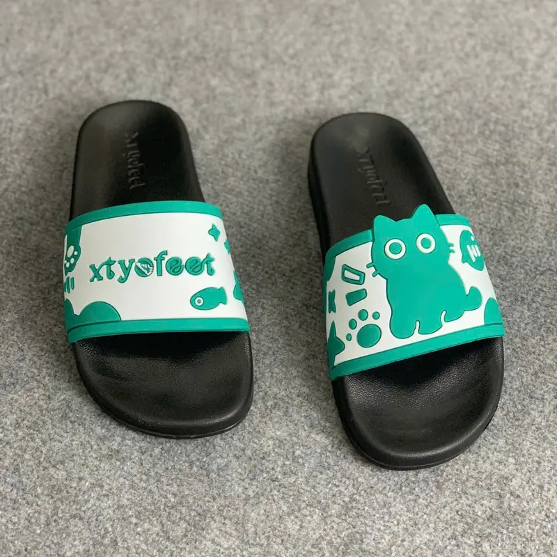 [ FULL BOX ] Dép nam nữ quai cao su họa tiết MÈO HELLO,dép cá  bản full nhiều màu hot trend (XC 46)DéP Slipper Đế Bằng Quai Ngang Dép Lê 1