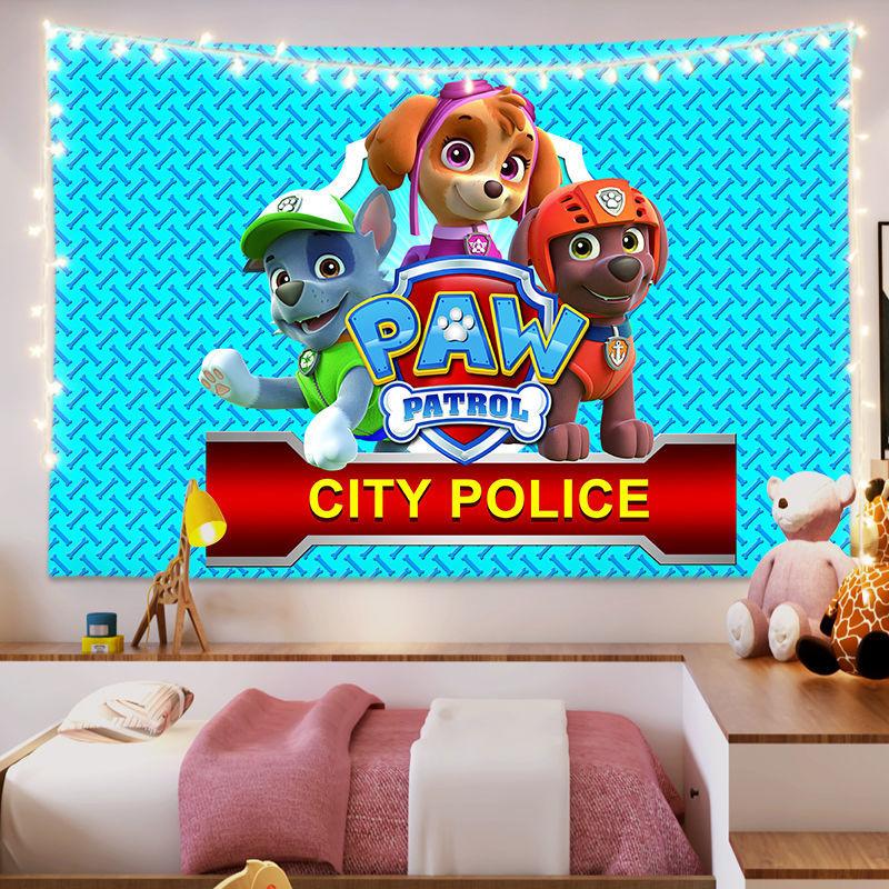 Product Introduction of Cartoon Anime Paw Patrol Hanging Cloth Children Room Bedroom Wall Dress up Cute Hanging Cloth Wall Decoration 12
