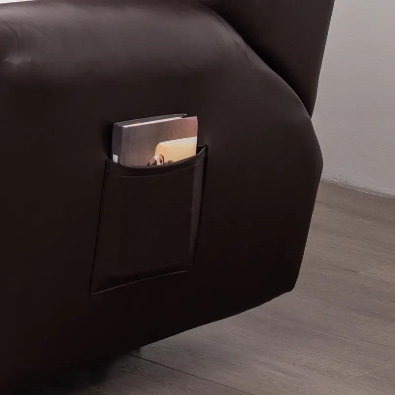 Solid Color Sofa Cover with Storage Pocket on The Side, Elastic Sofa Slipcover, Sofa Protector for Home Living Room, Home Decor 4