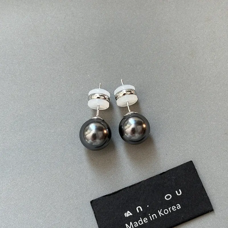 Bông Tai Đinh tán, Bạc Sterling Bạc Gai Dầu Cực Quang, Màu Xám Đen Ngọc Trai, Dành Cho Phụ Nữ, Thích Hợp Cho Mùa Thu Và Mùa Đông, Bông Tai Cao Cấp 6