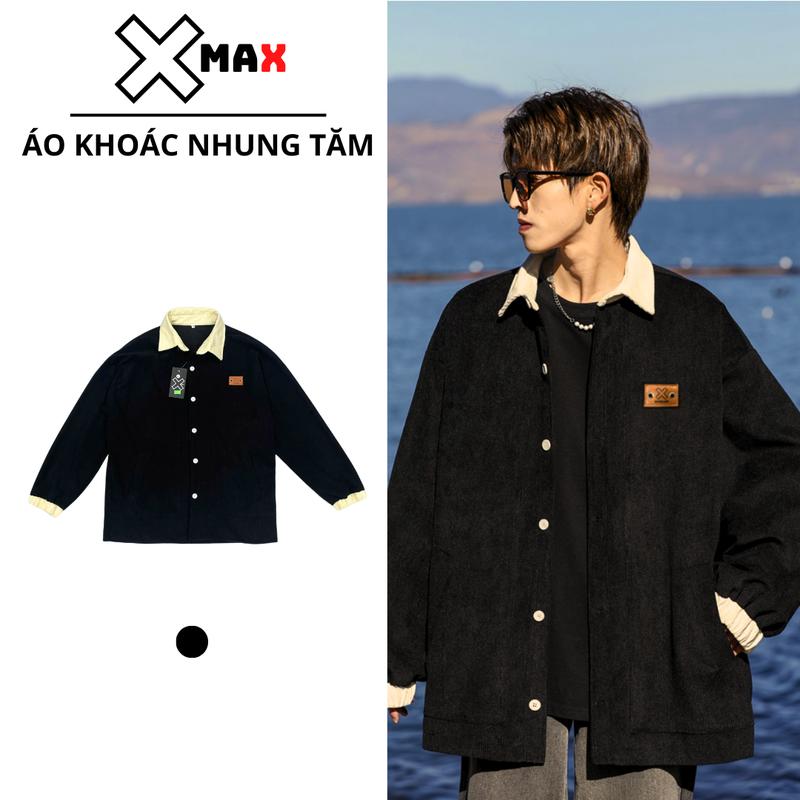 Áo Khoác Bomber Nhung Tăm Nam Nữ XMAX Form Rộng Cổ Bẻ Phong Cách Hàn Quốc B100 Jacket Menswear