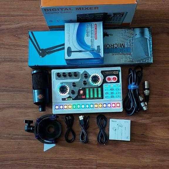 bộ thu âm liveStream sound card X5 đời mới màu trắng và míc AQTA_Q1 nguồn 48v kèm  tai nghe  dây sạc . dây live 3.5 . bắt nhạc Bluetooth có nhiều hiệu ứng vui nhộn