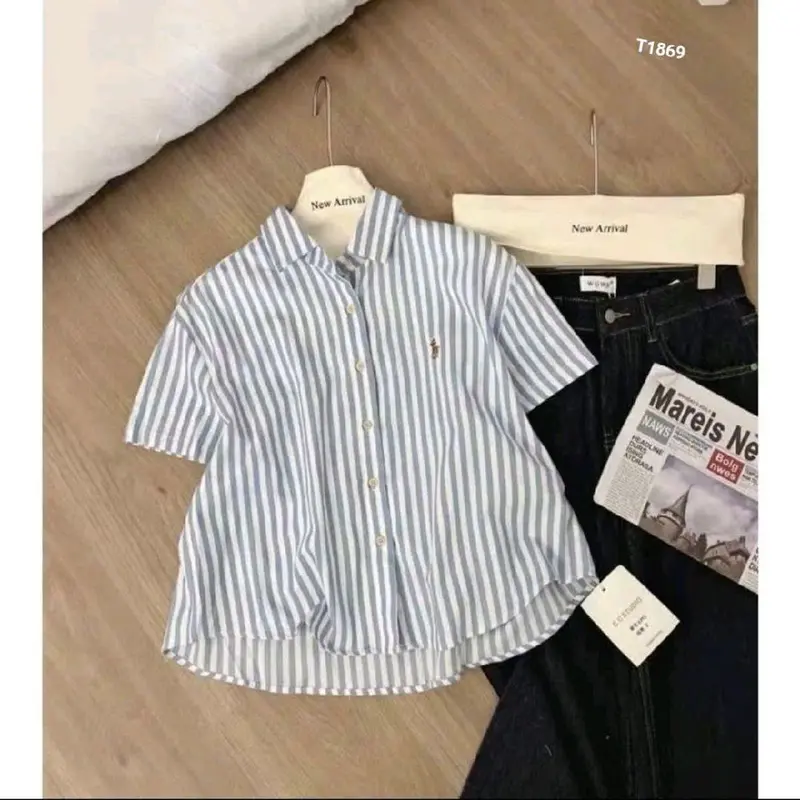 Set áo sơ mi tay ngắn kèm chân váy kaki 4