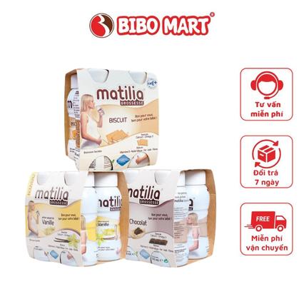 Sữa bầu Matilia Vị Vani/Socola/Biscuit/Dâu Thơm Ngon Bổ Sung Dưỡng Chất Cho Mẹ (Lốc 4 hộp) 200ml - Bibo Mart