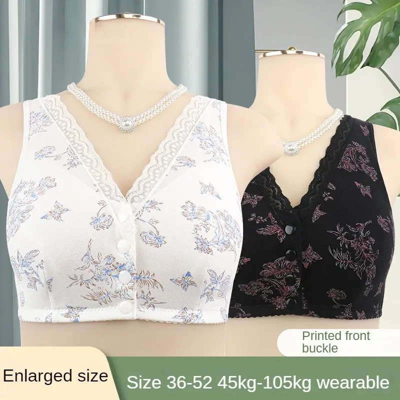 Seluar Dalam Kapas Lembut, Cawan Nipis, Gancu Depan, Untuk Wanita Pertengahan Umur dan Warga Emas, Cincin Keluli Bercetak, Baju Kebal Percuma, Bra Ekstra Besar, 36-52 Saiz Baru Kain Kain