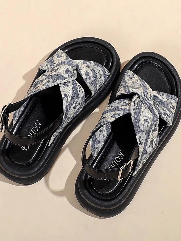 Product Introduction of Sandals with Skirt Fairy Style Thick Bottom Roman Style Shoes Summer New High-Grade Sandals for Outer Wear 2024 Footwear Walking Shoes Girls Comfort Dance 2 Inch 2