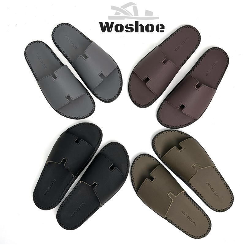   Mã TếT 50K  Dép Doctor Chữ H WOSHOE Dép Lê Đế Bằng Quai Ngang Khâu Quai-Khâu Đế 