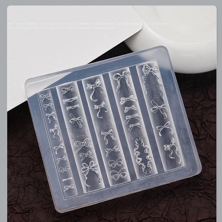 Khuôn silicon làm charm 3D , khuôn nơ cao cấp 25 mẫu, khuôn làm hoa ( có hộp đựng) - Unnie Nails 3