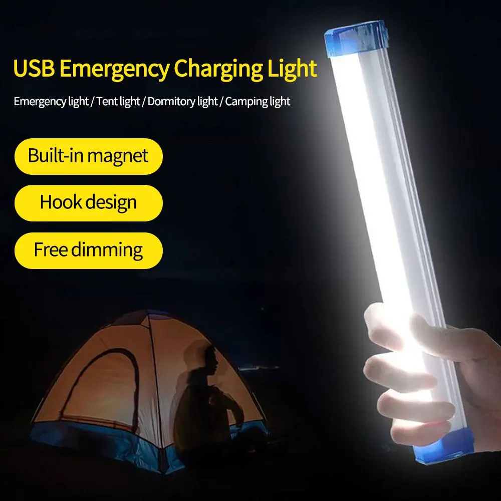 Emergency Light, LED tube, solar powered and USB, rechargeable, with magnetic hook, for home and outdoor use, available in 17cm and 32cm, white light color portable lighting