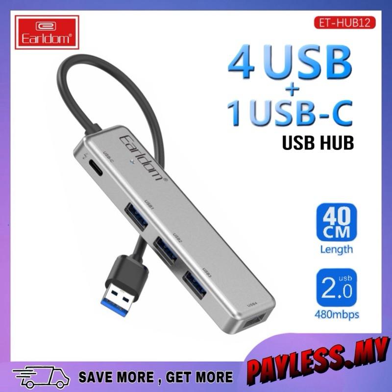 Earldom HUB12 USB Hub Splitter 4 Port USB + 1 USB-C | Pemindahan ...