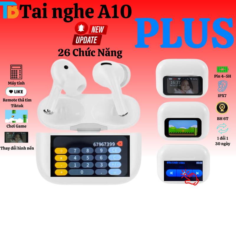 Tai nghe A10 PLUS 26 CHỨC NĂNG ANC/ENC Có Trò Chơi, Giao Diện tổ ong, Đa Chức Năng Lịch Nghe Gọi Chống Ồn Thay Nền Màn Hình Cảm Ứng LCD mới tai nghe nhét tai kết nối Bltuooth Bluetooth Không Dây.