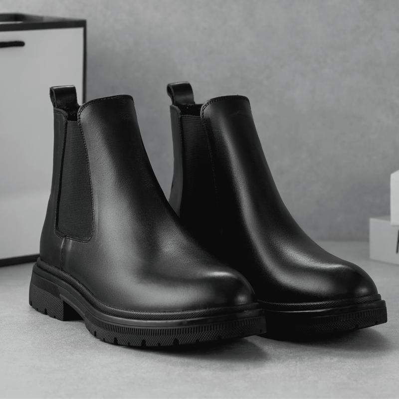 Giày Chelsea Boot nam LuxWear phiên bản cao cấp da bò nguyên tấm màu đen phong cách trẻ trung GC03