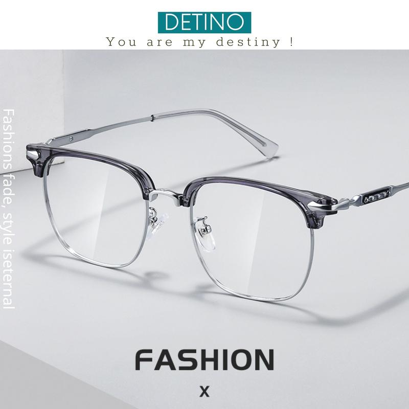 Gọng kính nam trong suốt kính mắt nam cận thời trang chống ánh sáng xanh tia UV tròng 0 độ cao cấp tặng hộp đựng và khăn lau DETINO K16