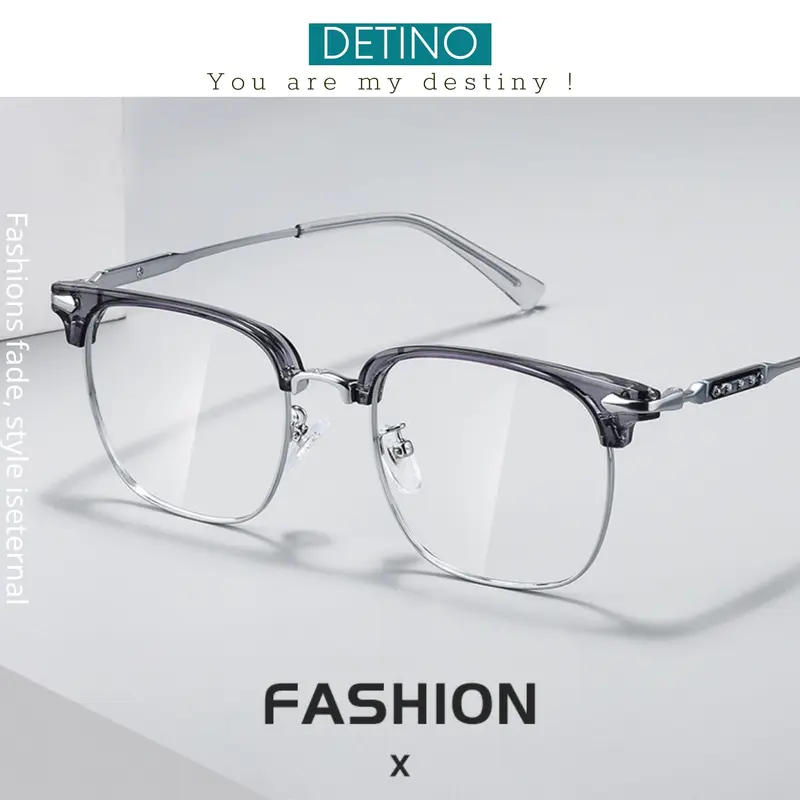 Gọng kính nam trong suốt, kính mắt nam cận thời trang chống ánh sáng xanh tia UV tròng 0 độ cao cấp tặng hộp đựng và khăn lau DETINO K16 0