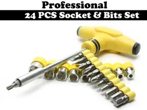 OBENG T / FIVE STAR 24PCS SOCKET & BIT SET / KUNCI SOK OBENG DAN KUNCI T