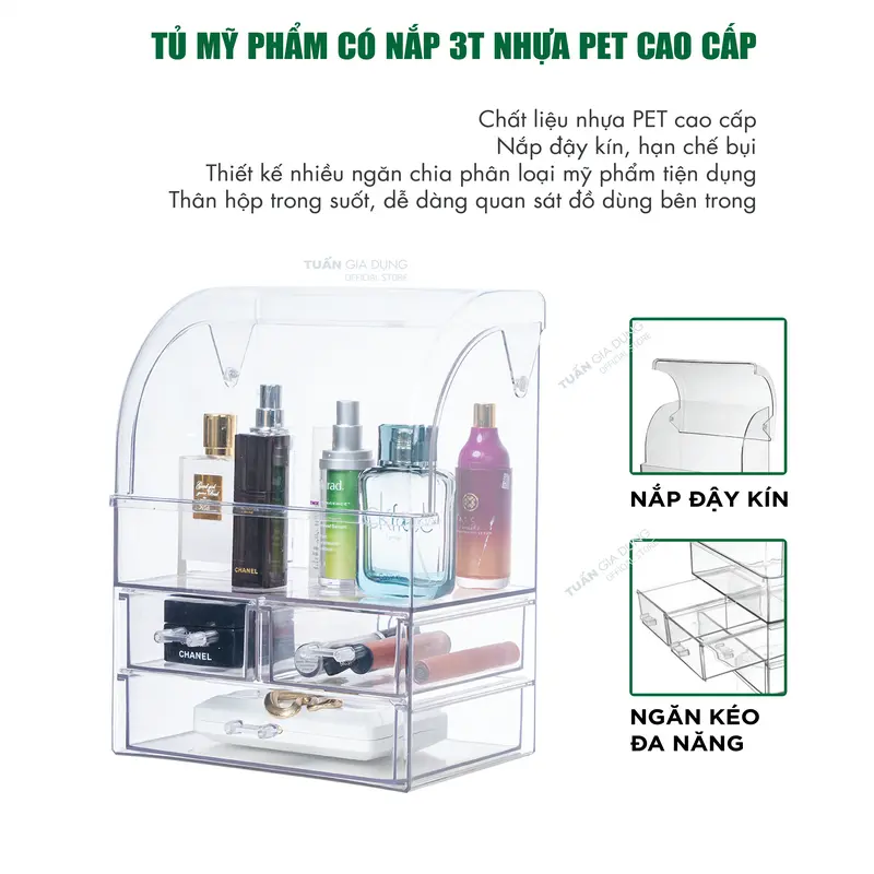 Tủ mỹ phẩm, tủ thuốc, đựng đồ trang sức 3 tầng cao cấp Hokori 3639-3 (Để bàn) 1